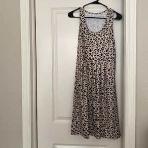 Women Casual Sleeveless Midi Dress Leopard Print - MEDIUM (M)